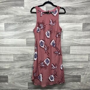 Wild Fable Tank Dress Women's L Pink Floral Sleeveless Lined Round Neck Pullover